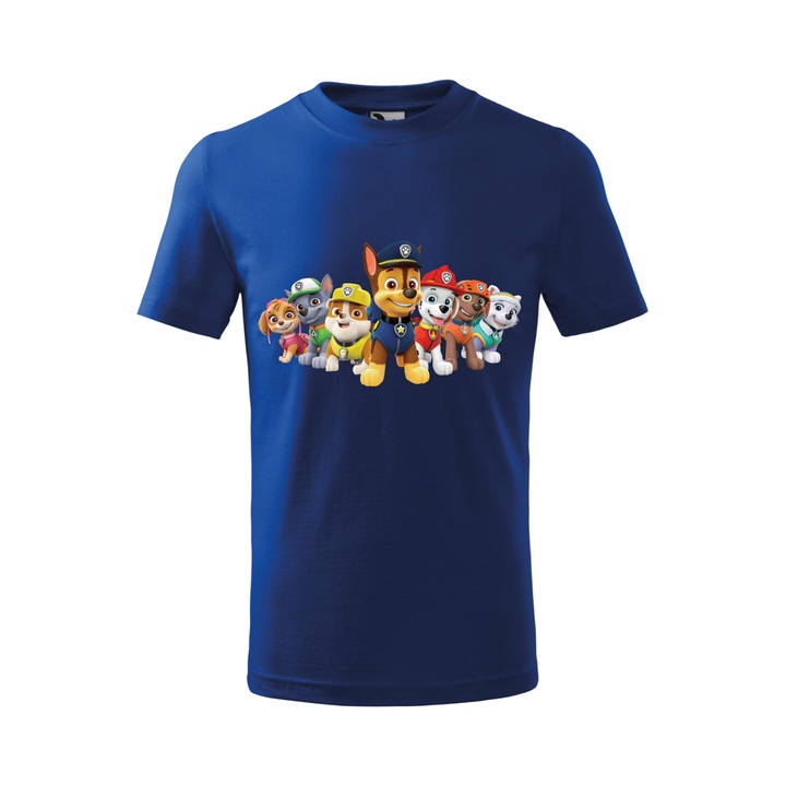 Tricou personalizat, model clasic, "Patrula Catelusilor 2", Albastru, Marime S