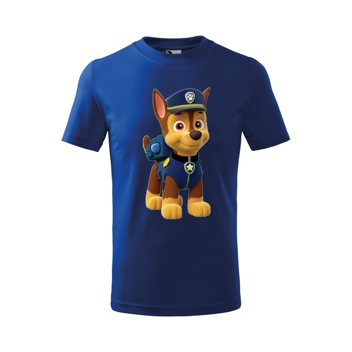 Tricou personalizat, model clasic, "Patrula Catelusilor- Chase", Albastru, Marime L