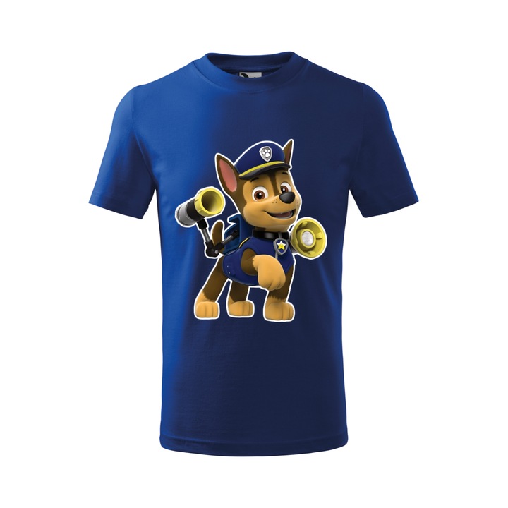 Tricou personalizat, model clasic, "Patrula Catelusilor- Chase 1", Albastru, Marime M