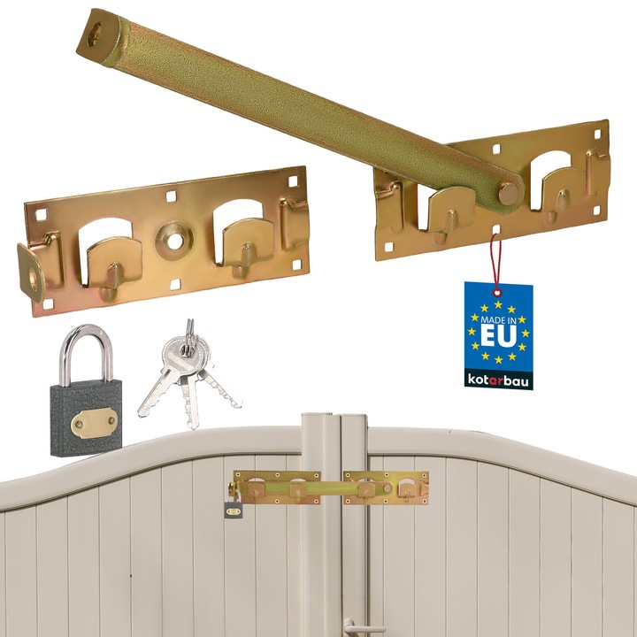 Zavor dublu pentru usa cu lacat, Kotarbau, Otel, 430 mm, Galben