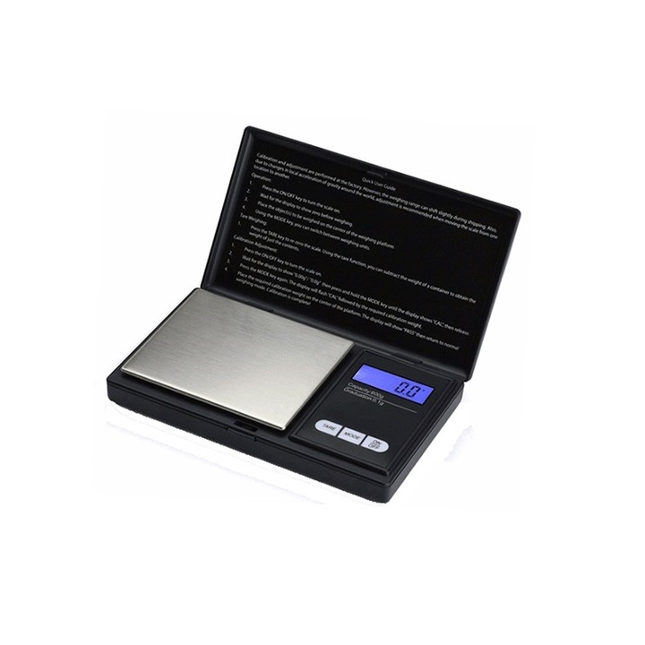 Mini cantar digital, Inalta precizie, 200g, Diviziune 0.01g, Negru