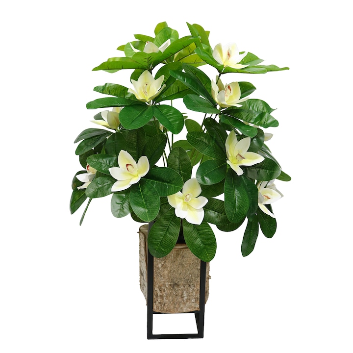 Изкуствено растение, Цимбидиум без саксия, D4258, 60см, зелено/бяло