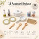 Bucatarie Pentru Copii, Din Lemn de Calitate Superioara, Include Plita cu Doua Arzatoare, Cuptor, Chiuveta, cu Spatiu de Depozitare, Cuptor cu Microunde, Accesorizata Complet, Vopsea pe Baza de Apa, Indiggo, 85Cm Inaltime, Alb/Gri