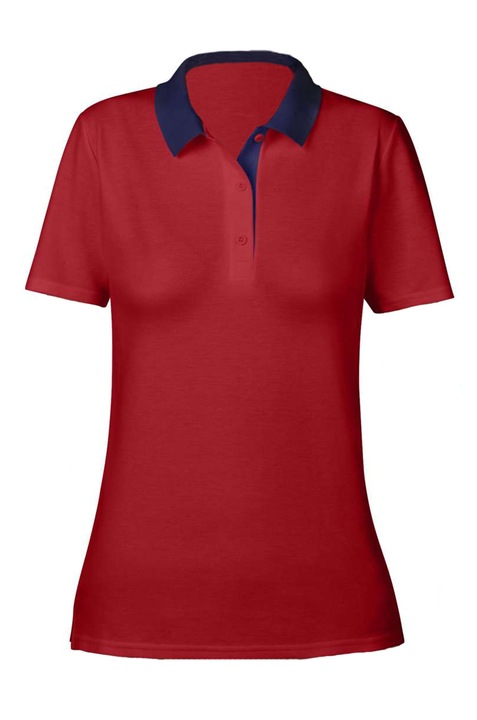 Tricou polo dama, Anvil Double Pique, Rosu/Bleumarin