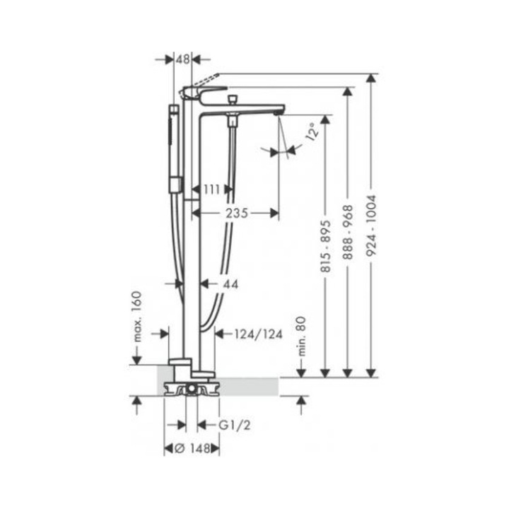 Едноръкохватков смесител за вана, стоящ на под, Metropol, полиран бронз, 32532140 Hansgrohe