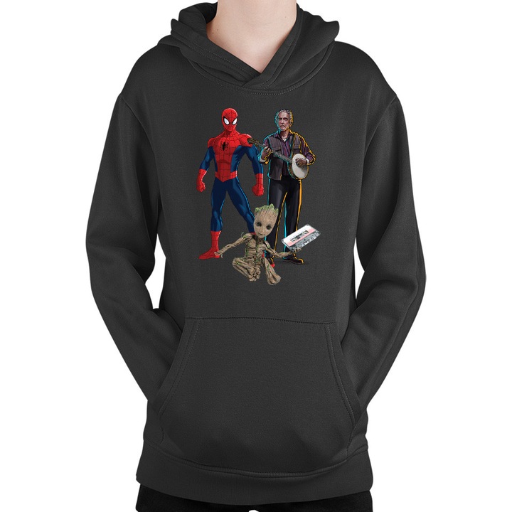 Hanorac Copii Spiderman Music Star Trek Baby GrootIN, Negru