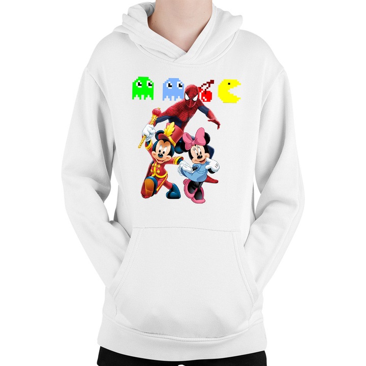 Hanorac Copii Spiderman Mickey Mouse Daisy Pacman EmotesIN, Alb