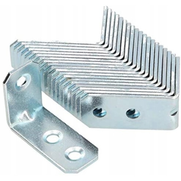 Set 50 coltare metalice mobilier, Kotarbau, 25x35x16 mm, Argintiu