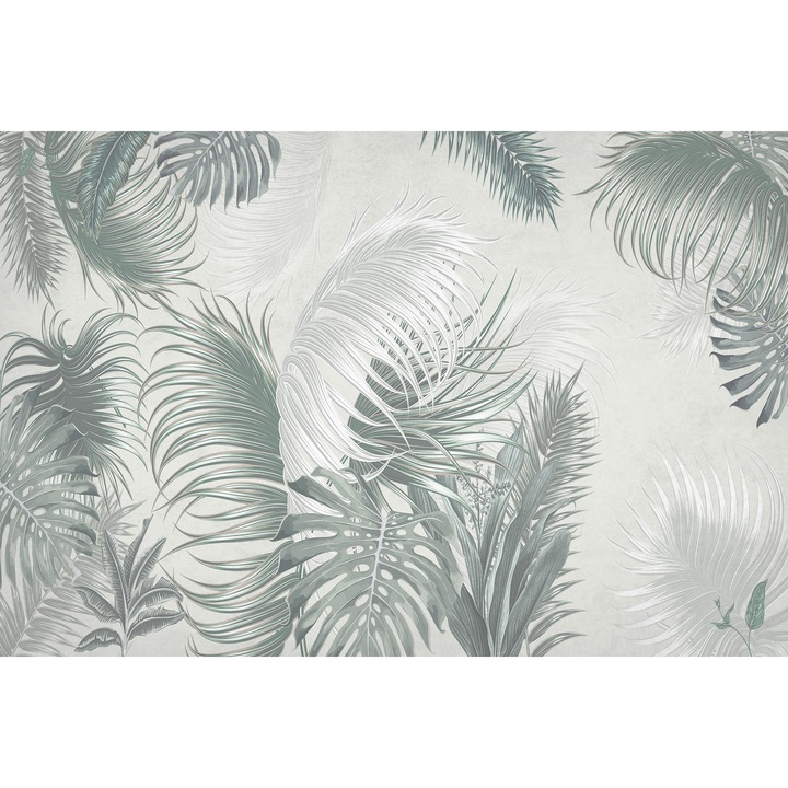 Fototapet Tropical, Frunze de palmier in nuante verde pal, Natura, Lababil, Vlies, 300 x400cm