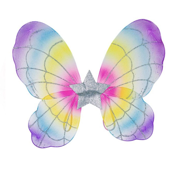Aripi de fluture cu prindere tip elastic pentru serbare, petrecere, 50 cm, Multicolor