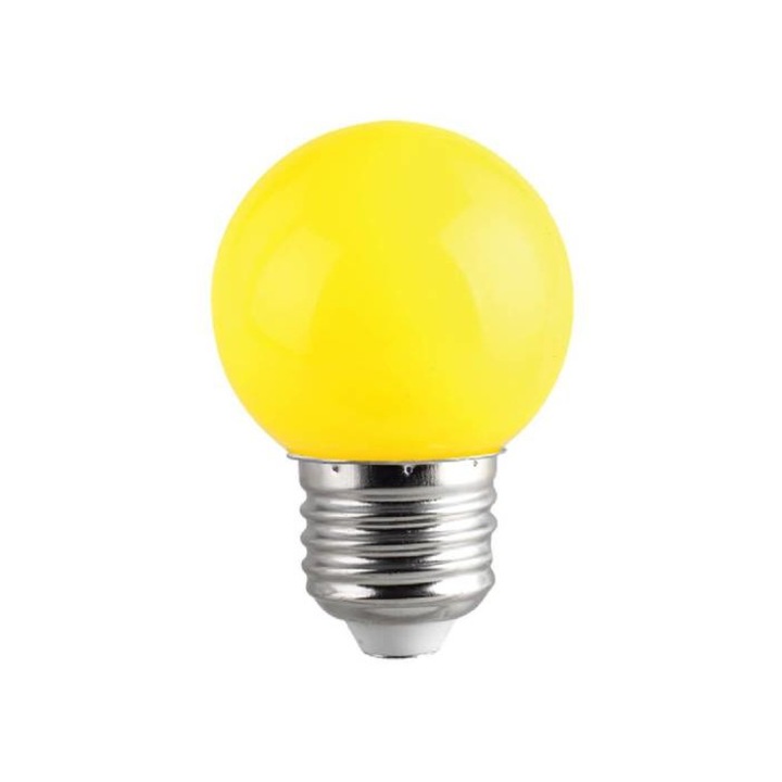Лампа сфера мини, Жълта, LED, Клас F, Цокъл E27, 220V, 1W