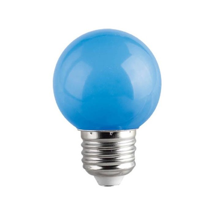 Bec, Albastru, LED, Clasa F, Soclu E27, 220V, 1W