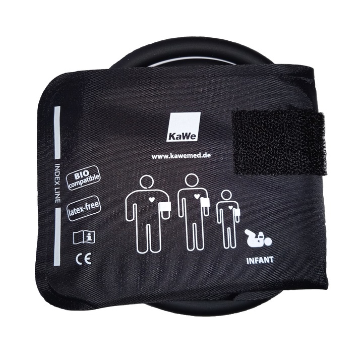 Маншет за апарат за измерване на кръвно налягане KaWe, за бебета, 13.8 – 21.5 cm, Черен