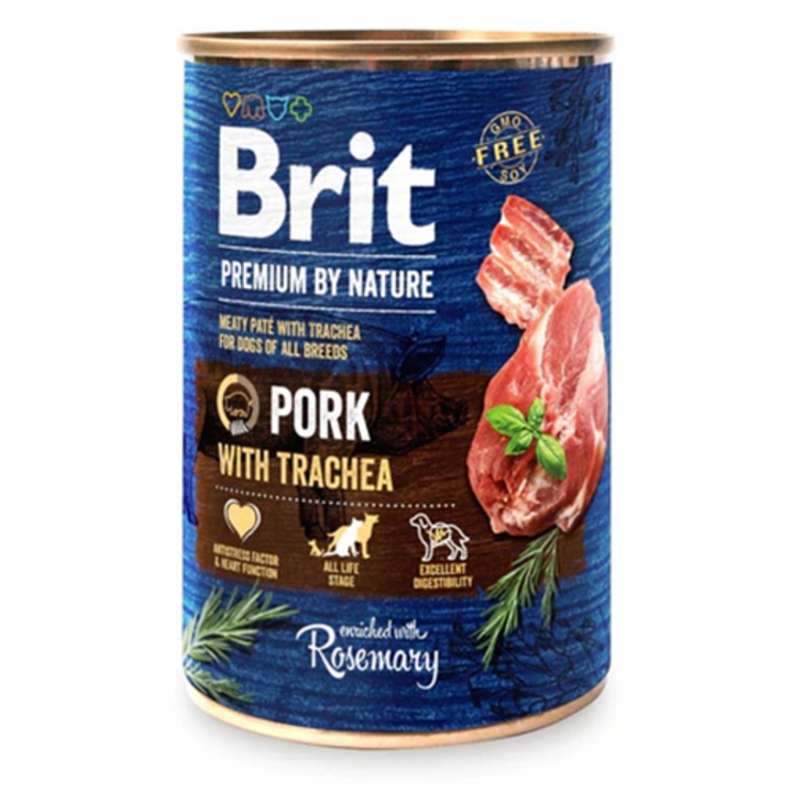 Brit Premium By Nature Sertés légcsővel, 800 g
