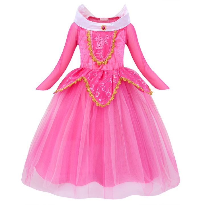 Спящата красавица Princess Girl Aurora Cosplay Dress Beaded Glitter Silk AmzBarley