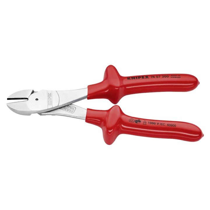 Тежки диагонални клещи, с хромирана повърхност и дръжки с монокомпонентна втулка Vde 1000 V в дълбочина, L 200 mm, рязане O 4,2 / 3,0 / 2,5 mm