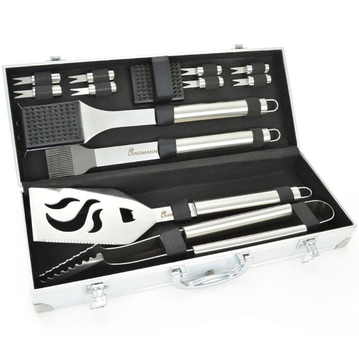 Set inox Grillchef, 13 piese, otel inoxidabil, 44.1x19.x8.1 cm