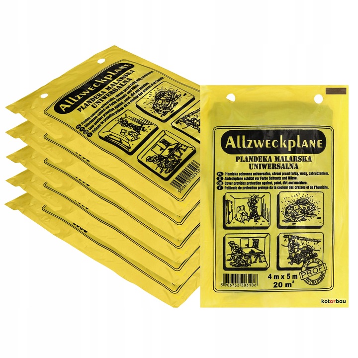 Set 10 folii protectie renovare Kotarbau, Polietilena, 4x5 m, Gri