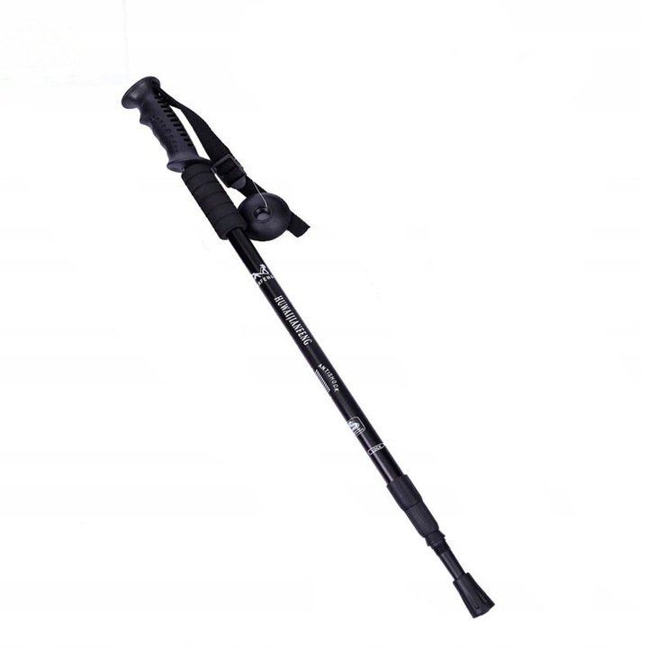 Bat pentru trekking, Zola®, lungime reglabila 65-135 cm, din aluminiu, negru
