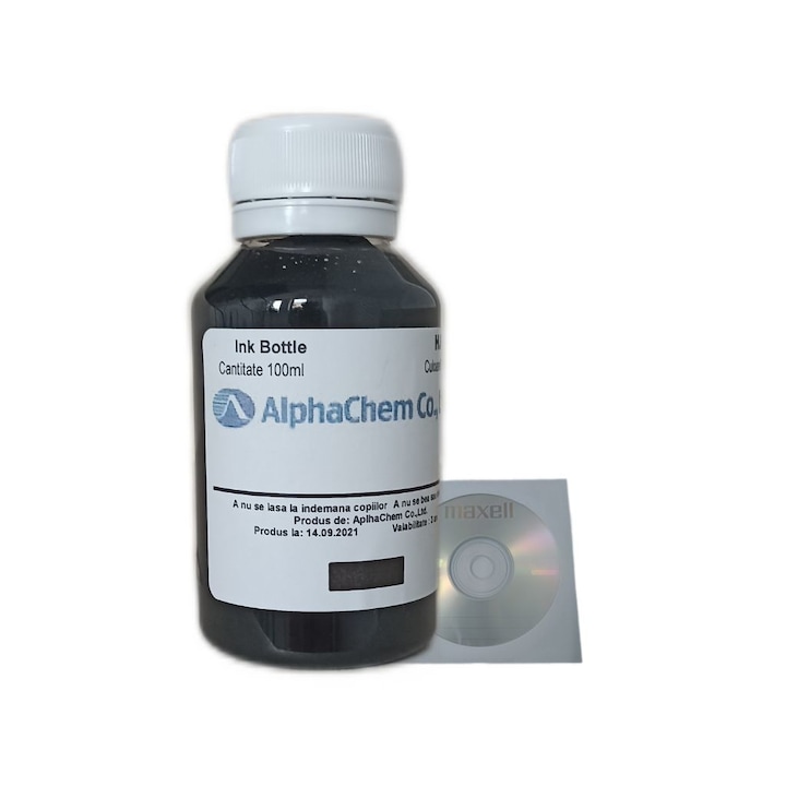 Tintás üveg AlphaChem Kompatibilis HP56, 1x100ml C6656GE Fekete, 1 db Cdr Maxell boríték