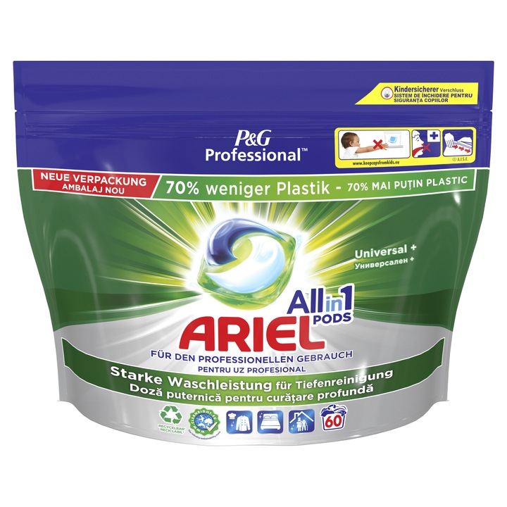 Detergent de rufe capsule Ariel Professional Universal +, 60 spalari