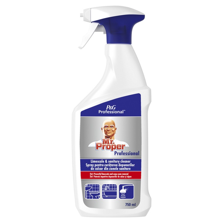 Spray pentru curatarea depunerilor de calcar din zonele sanitare Mr. Proper, 750 ml