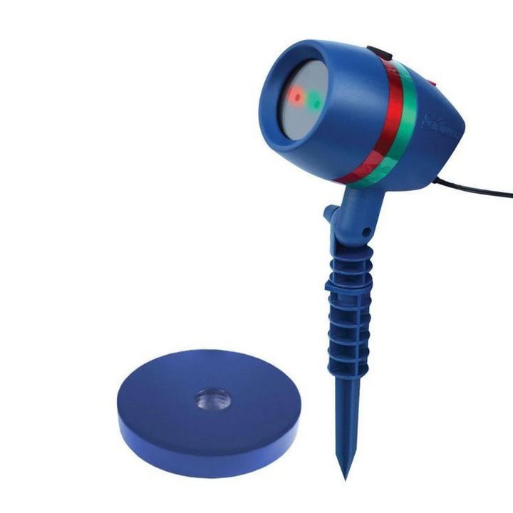 Proiector Laser Pentru Casa Si Gradina, HYT ®, Cu Carcasa De Plastic Rezistenta La Intemperii, Efecte 3D De Lumina Rosie Si Verde, Alimentare La Priza, Albastru