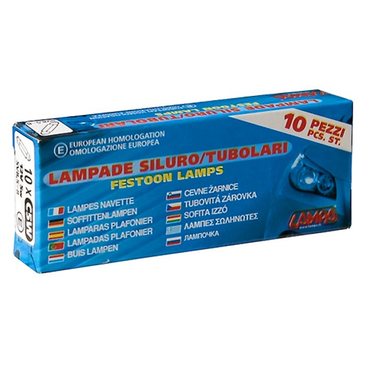 Set 10 becuri auto Lampa pentru lumini placute inmatriculare/plafoniera, 12V, 5W