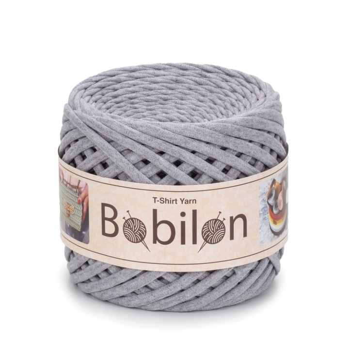 Banda textila Bobilon Mini, 5-7 mm, culoare Gray Melange