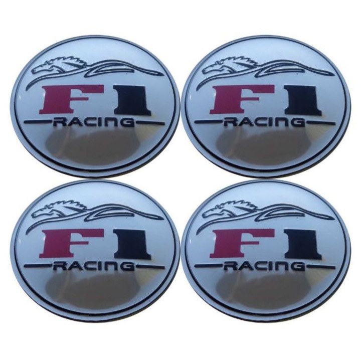 Központi felni díszkészlet, "F1 Chrome" modell, szettenként 4 db, átmérője 5cm