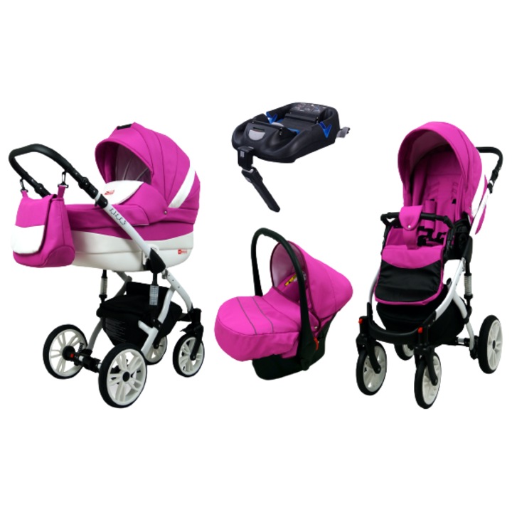 Carucior bebelusi 4in1 BabyLux LILLY, ISOFIX, roz/alb