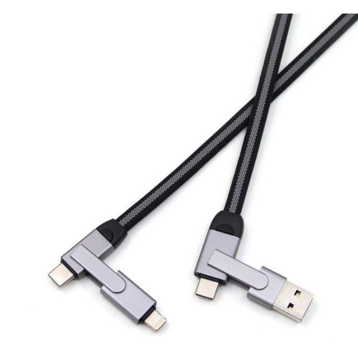 Cablu de date si incarcare rapida, 6 in 1, 3A Fast Charge, 1m, USB- Type C, Micro, iOS