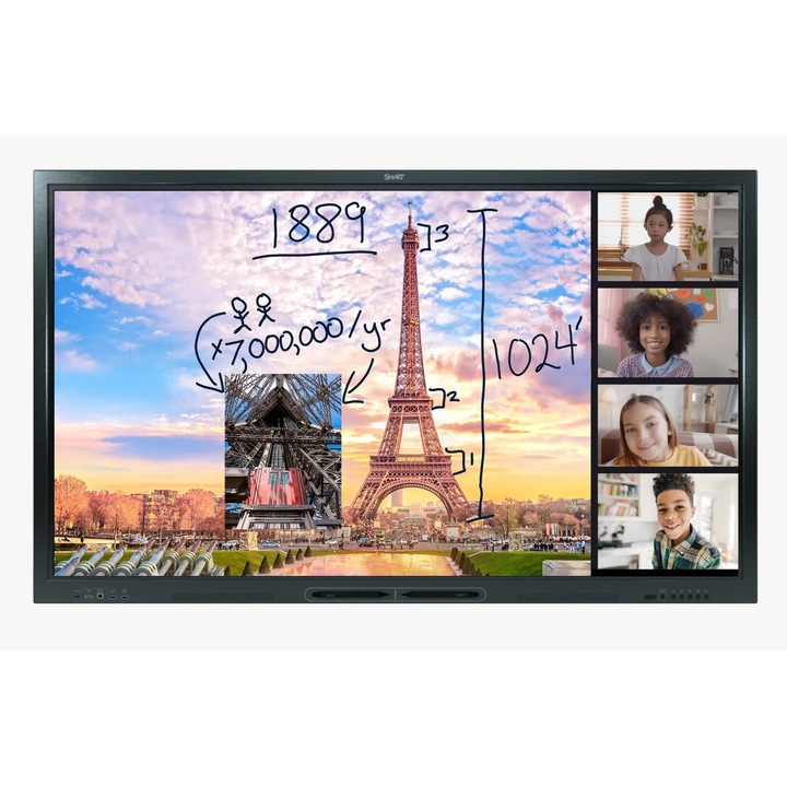 Display interactiv 75", SMART Board GX175-V2, 4K, Whiteboard, Screen Sharing, Android 11, SMART Ink, Software SMART Notebook