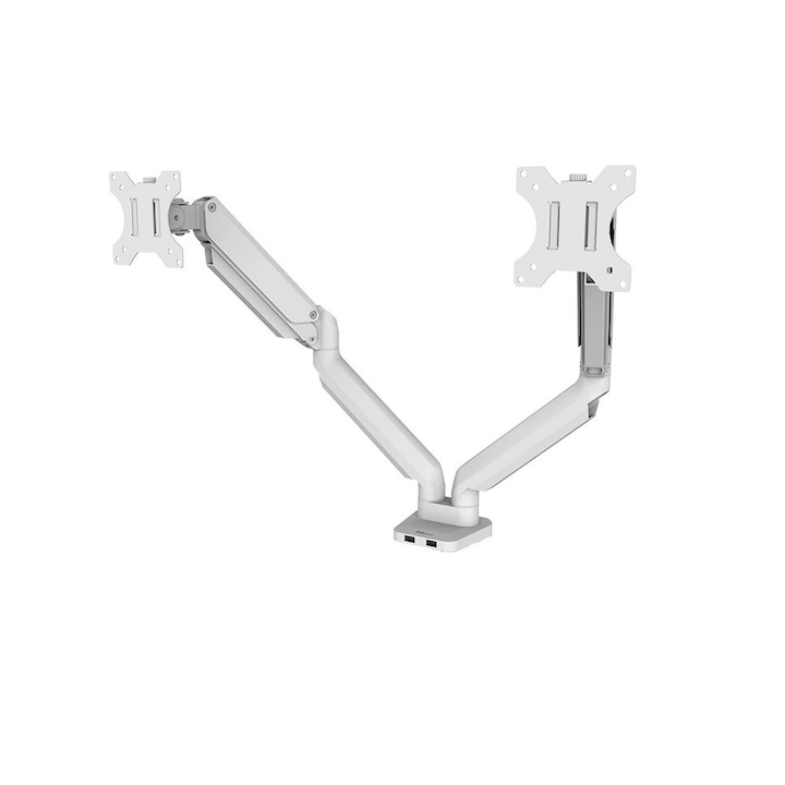 Brat pentru 2 monitoare alb, Platinum Fellowes