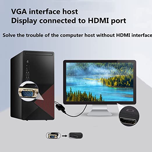 Видео адаптер, VGA/HDMI/USB/Aux, 1080P, черен - eMAG.bg