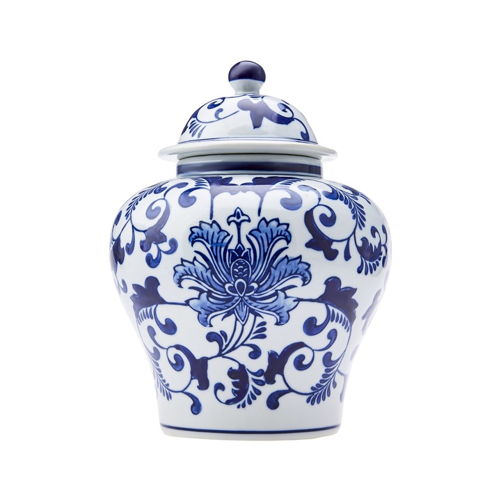 Vaza decorative Blue White Lora, Karaca Home, Ceramica, 25cm, Multicolor
