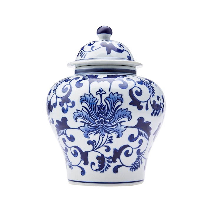 Декоративна ваза Blue White Lora, Karaca Home, керамика, 25 см, многоцветна
