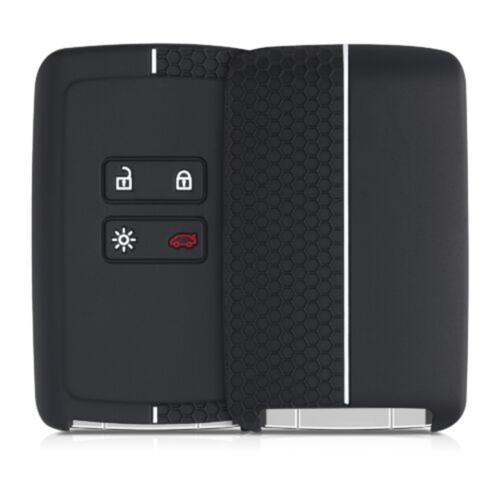Autókulcs borítás Renault / Dacia - 4 gomb - Keyless Go, kwmobile, szilikon, fekete, 54806.02