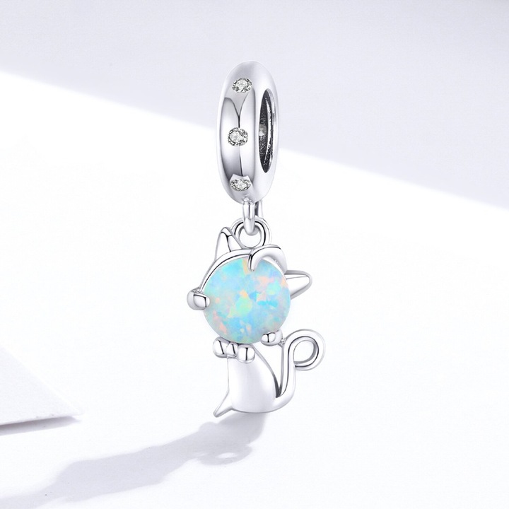 Talisman din argint Opal Cat