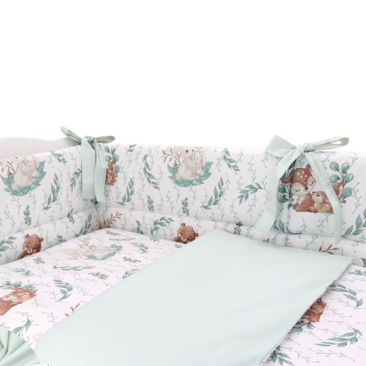 Спално бельо, MimiNu, За кошара 120x60 см, Със странична защита, Памук, 3 части, Lulu natural