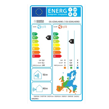 Aparat de aer conditionat Olimpia Splendid, Mystral E Inverter 9, WiFi integrat, 9.000 BTU, incalzire, racire, dezumidificare si ventilatie, 510 m³/h, functie auto-diagnosticare, telecomanda, kit instalare inclus, alb