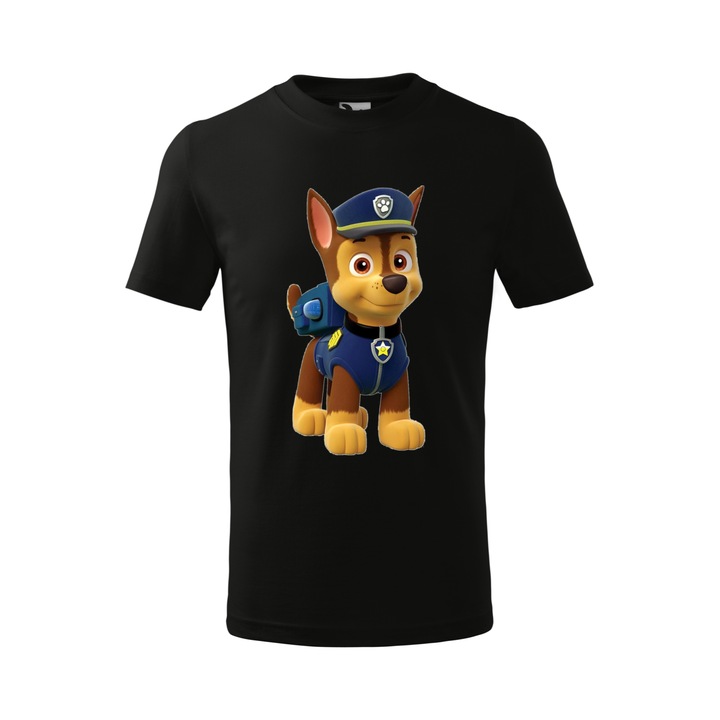 Tricou personalizat, model clasic, "Patrula Catelusilor- Chase", Negru, Marime XL