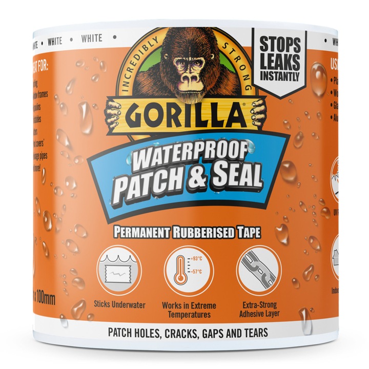 Gorilla WATERPROOF PATCH & SEAL TAPE Vízálló Foltozó/Tömítő Fehér Ragasztószalag 3m x 100mm