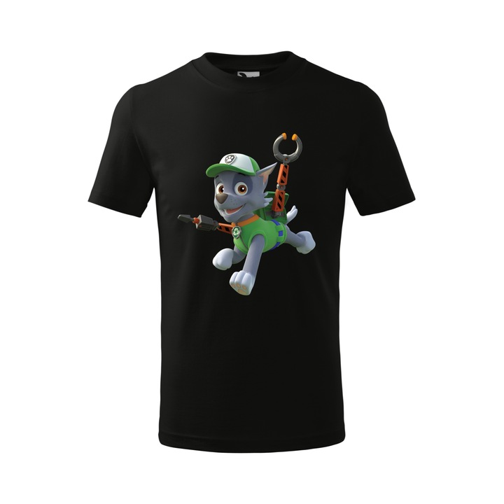 Tricou personalizat, model clasic, "Patrula Catelusilor- Rocky", Negru, Marime XXL