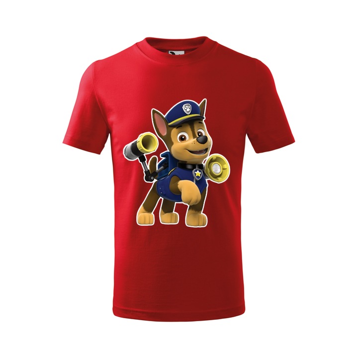 Tricou personalizat, model clasic, "Patrula Catelusilor- Chase 1", Rosu, Marime S