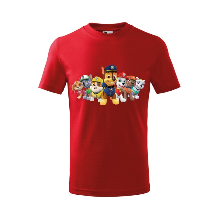 Tricou personalizat, model clasic, "Patrula Catelusilor 2", Rosu, Marime XXL