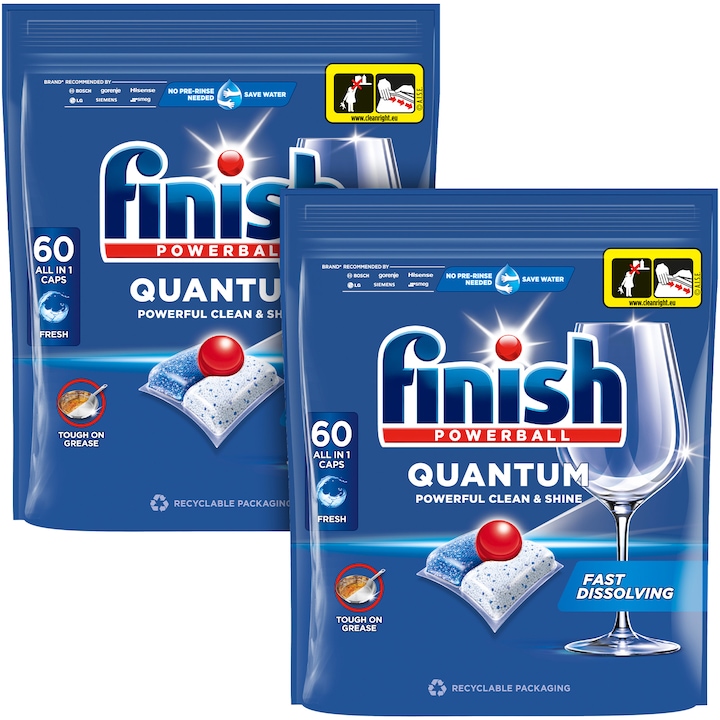 Капсули за съдомиялна Finish Quantum, 2x60 броя, 120 измивания