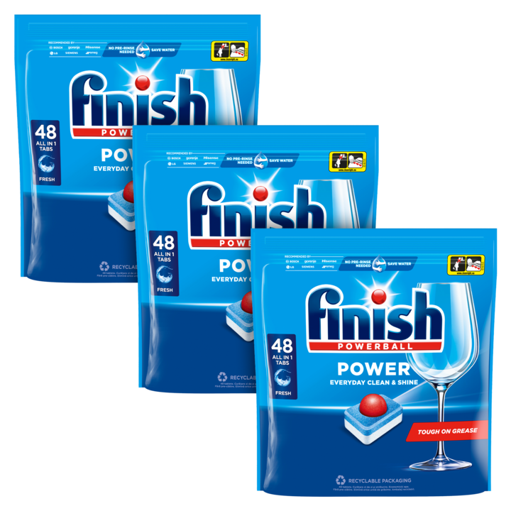 Finish Power All in 1 mosogatógép-tabletta, Regular, 3x48 db, 144 mosás