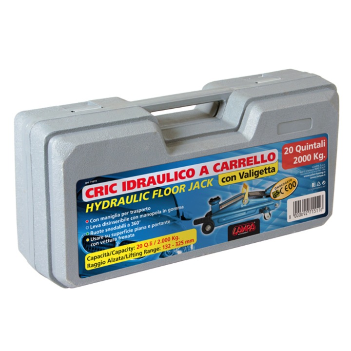 Cric hidraulic cu roti, Lampa, Greutate maxima 2000 kg, 132-325 mm, Albastru