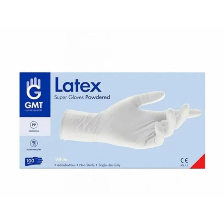 Manusi de unica folosinta, GMT Super Gloves, Latex, Alb, 100 bucati